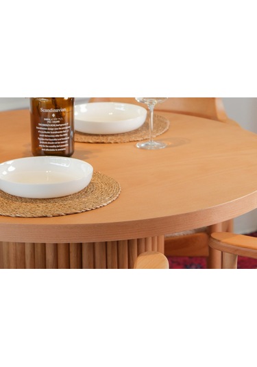 Sardes İskandinav Natural Ahşap Masa Sandalye Takımı 90x90 Natural