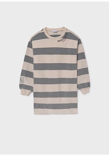 Mayoral 7913-64 Kız Çocuk Gri Çizgili Elbise Gri