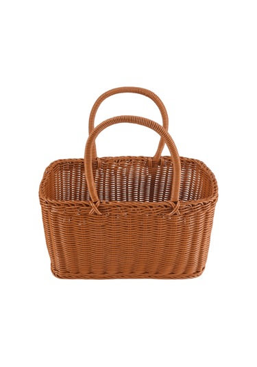 Xiaaokeji Ana Sayfa Alışveriş Sepeti El Sebze Sepeti Dekor Dokuma Rattan Çanta Kahverengi