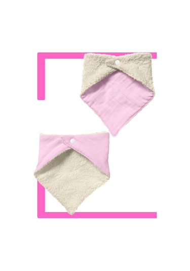 Bebek Ağız Bezi Salya Önlüğü Fular Çok Amaç 2'li P-bej Pembe - Krem