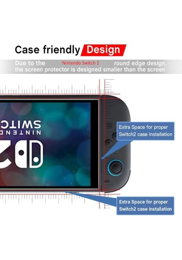 Switch 2 Temperli Cam Ekran Koruyucu 2li Paket Nintendo Switch 2