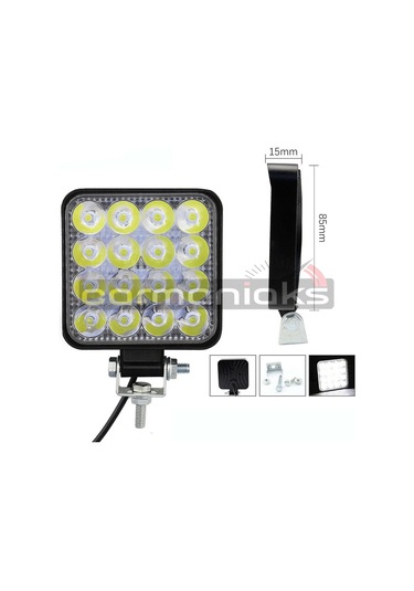 Cree Off Road Sis Farı - Lamba 16 Led Kare Çalışma Lambası 2 Adet