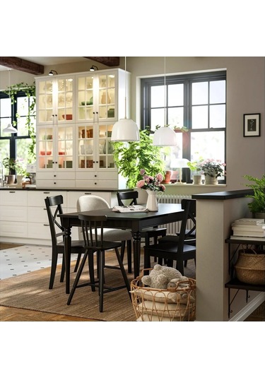 Ikea Siyah Sağlam Yemek Masası - Açılır Yemek Masası