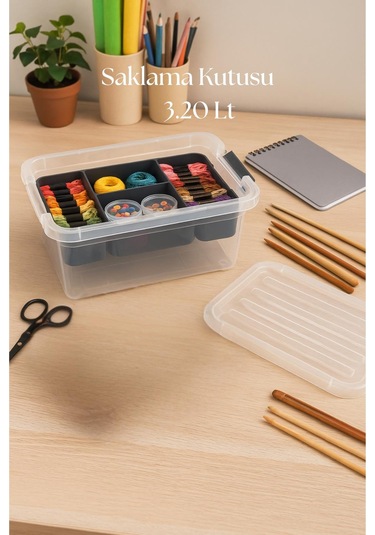 3,20 L Şeffaf Saklama Kutusu & Organizer Düzenleme Kutusu Şeffaf
