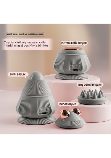Relaxus 4 Başlıklı Silikon Vücut Masaj Aleti Şarjlı