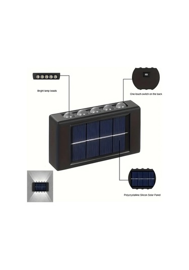 Xuweiwei 8 Adet Beyaz Işık 10 Led Güneş Duvar Lambası Dış Mekan Aydınlatma Dekoratif Bahçe Avlu Teras Beyaz Işık