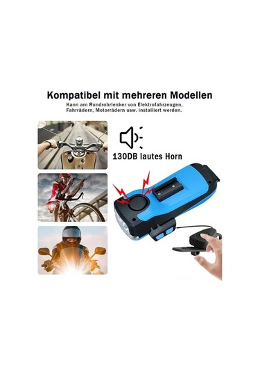 Dancemonkey 4'ü 1 Arada Şarj Edilebilir Bisiklet Farı - Su Geçirmez Telefon Tutucu, Led Işık Ve 130 Desibel Korna İle Güvenli Sürüş, Siyah Siyah