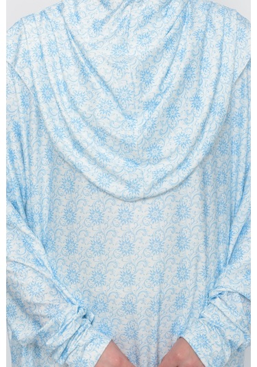 Pratik Tek Parça Güneş Desenli Kollu Tak Çıkar Başörtülü Likralı Tesettür Namaz Elbisesi 990-0302 Mavi Antrasit