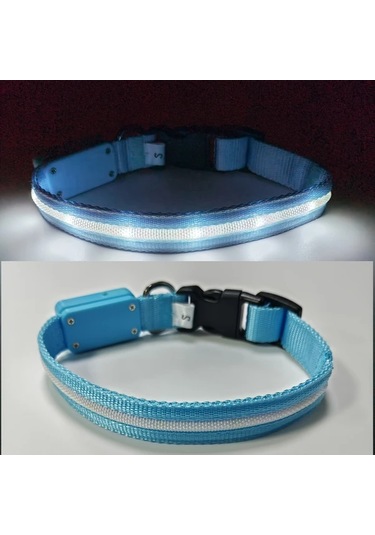 Honeybeeshop Gece Yürüyüşleri İçin 1000 Metre Görüş Mesafeli Şarj Edilebilir Kedi Ve Köpek Tasması Light Blue Xs Çoklu Renk Ve Beden Seçenekleri Altın