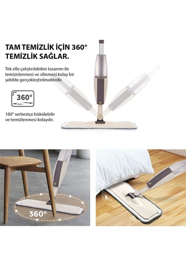Hymark Sprey Mop Su Deterjan Hazneli 360 Derece Dönen Mikrofiber Bez Temizlik Seti