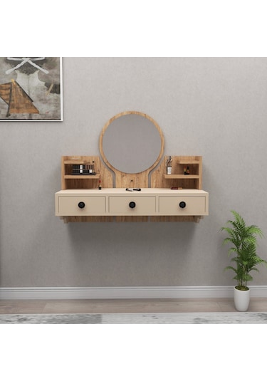 Arnetti Polina Makyaj Masası Aynalı Duvara Monte Atlantik Çam Bej