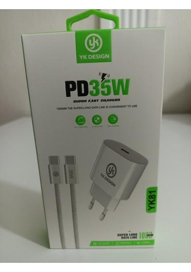 Yk Desing Yk81 Pd35w Süper Hızlı Şarj Seti Başlık +Kablo Set Halinde