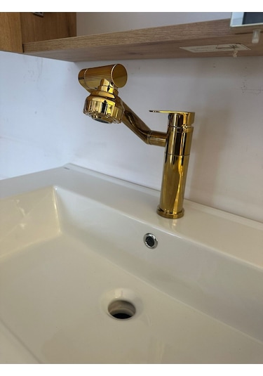 Boheme Fleko Akrobat Hareketli Çok Fonksiyonlu Lavabo Bataryası Gold