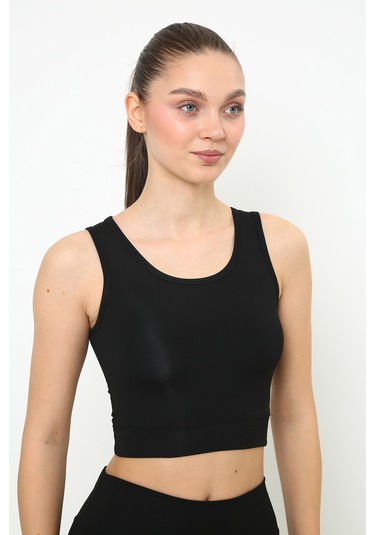 Askılı Body Crop Top Üst - Siyah Siyah