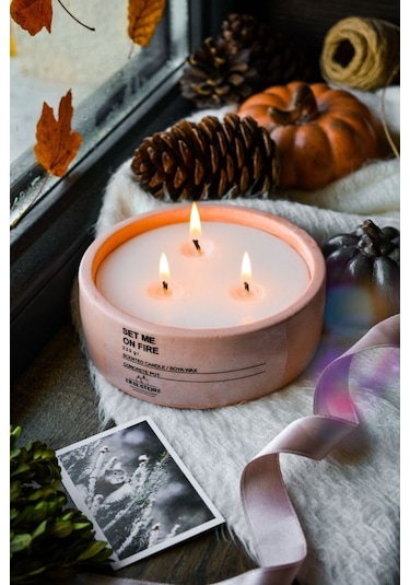 Ersu Store Büyük Boy Kokulu Mum, Beton Saksılı Dekoratif Vegan Mu