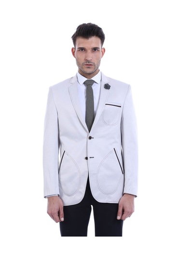 2 Düğmeli Yama Cepli Gri Erkek Ceket - Wessi Gri