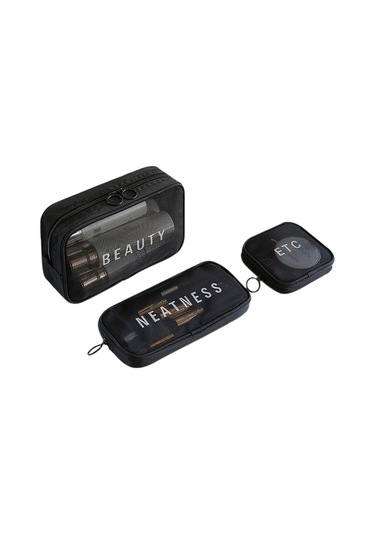 Yifomall Siyah Orta Boy Dokuma Organizer Çanta - Giyim Ve Kozmetik İçin Seyahat & Ev Depolama Çantası