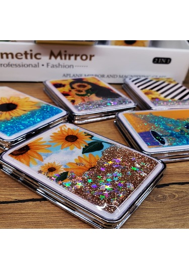 Simli Kapaklı Cep Aynası Renksiz