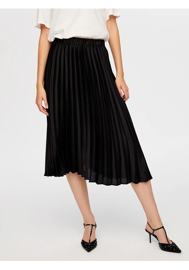 Faik Sönmez Pilise Saten Kadın Uzun Etek W26etk005 Siyah