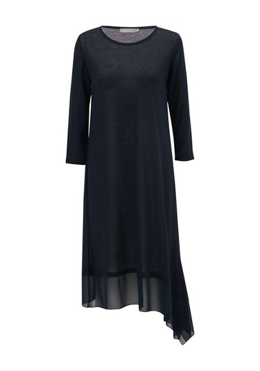 Peraluna Bol Ince Yazlık Şifonlu Kadın Triko Elbise Lacivert Lacivert