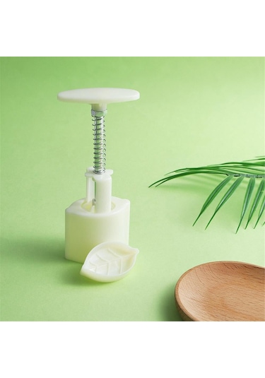 Sointeresting Mooncake Kalıbı Yaprak Kalıpları 30g Kurabiye Damgası Kesici 3d Yaprak Şekilli El Pres Kalıbı Beyaz