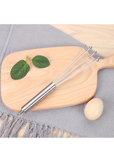 Rotanev Yeni Nesil Ayarlanabilir Paslanmaz Çelik Metal Boncuk Top Uçlu Yumurta Çırpıcı Sos Karıştırıcı Gri