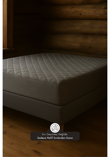 Yatak Alezi Pamuklu Kapitone Fitted Full Kenar Yatak Koruyucu Gri Gri