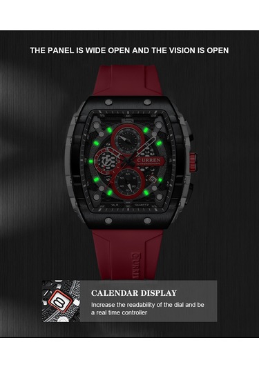 Curren 8442 Kırmızı Erkek Kol Saati Turuncu