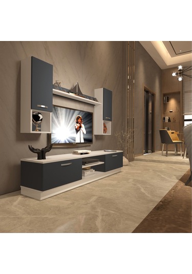 Decoraktiv Eko 5dab Mdf Dvd Tv Ünitesi Tv Sehpası Beyaz - Antrasit