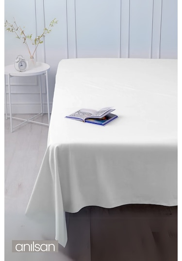 2'li Lastiksiz Düz Beyaz Çarşaf %100 Pamuk Çift/tek Kişilik ,63tel Beyaz