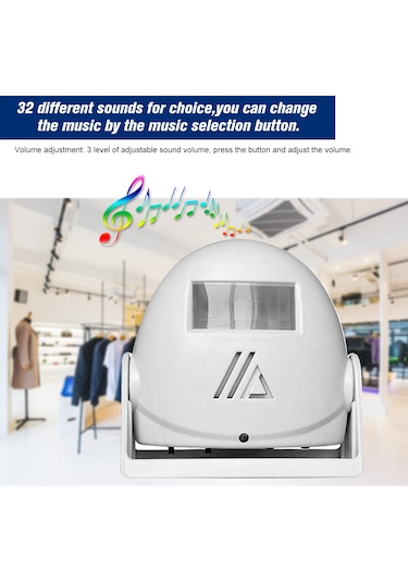 Singree Kapı Zili: 8m Algılama, 32 Müzik, 3 Mod, Beyaz, Abs Malzeme, 80db Ses, Aaa Pil İle Çalışır Pil Dahil Değil