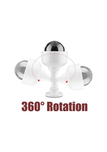 Sahte Güvenlik Kubbe Kamerası, Kukla Şekil Yanıp Sönen Güvenlik 360 Rotasyon Kamerası Yanıp Sönen Kırmızı Led Işık