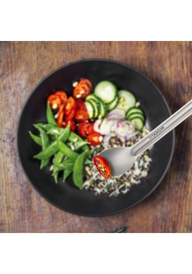 Lixada Ultralight Titanyum Uzun Saplı Kaşık Ve Spork Çatal Seti Taşınabilir Açık Yemek Kaşığı Gri