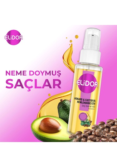 Elidor Avokado ve Castor Oil Nemlendirici Etki Saç Bakım Yağı 2 x 80 ML