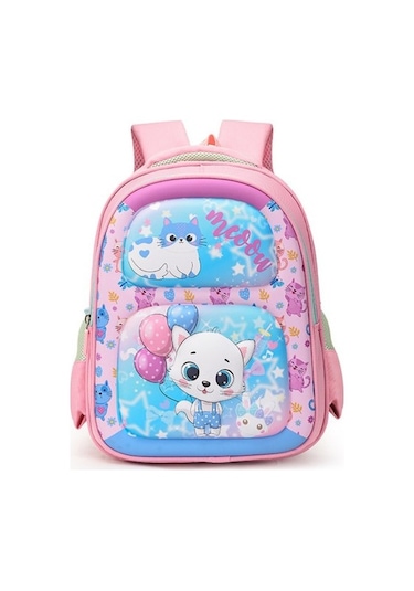 Sevimli Karikatür Büyük Kapasiteli Aşınmaya Dayanıklı Okul Çantası Mn56da Açık Pembe