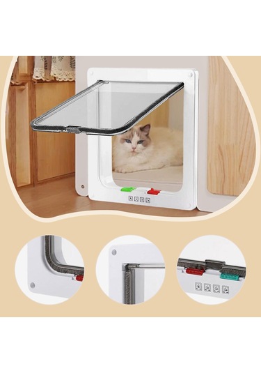 Suntek Kedi Kapısı 4 Yönlü Kilitli Evcil Hayvan Pencere Duvar