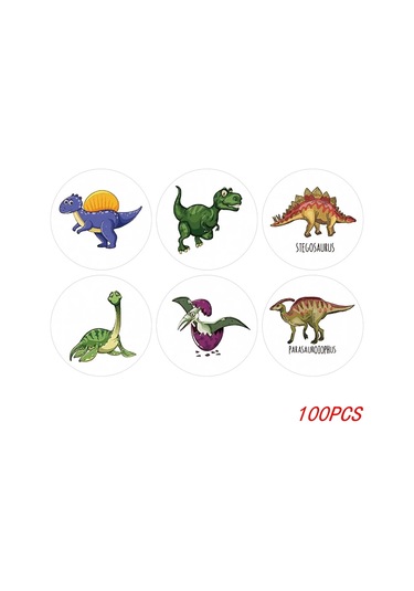 100-500 Adet 1 ''yuvarlak Dinozor Çıkartmalar Çocuklar İçin Öğretmen Ödül Çıkartmalar Okul Malzemeleri Hayvan Teşvik Rulo Etiket Ev İçin Bordo
