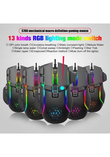 Springsun Hxsj S700 10 Tuşlu Programlanabilir Rgb Aydınlatmalı Oyun Faresi - 12800 Dpı, 20m Tıklama Ömrü 001