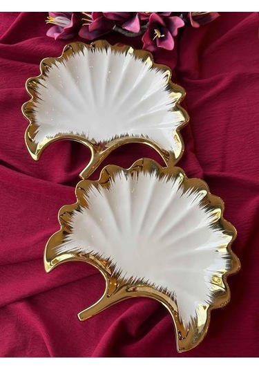 Ginkgo Yaprak Sunum Tabak 2'li 23 25cm Renkli