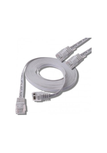 Irenis CAT6 Kablo Yassı Ethernet Network Lan Ağ İnternet Kablosu 50 CM Beyaz