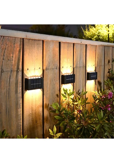 Dofolink 2 Adet Güneş Enerjili Duvara Monte 10 Led Işık - Ip65 Su Geçirmez Bahçe Çit Bahçe Işığı - Sıcak Beyaz Işık Diğer