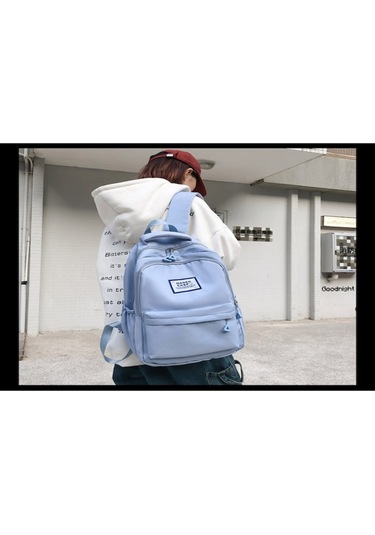 Geeksen Mavi Büyük Kapasiteli Japon Stili Ins Harajuku Üniversite Okul Çanta Orman Temalı Öğrenci Sırt Çantası MAvi