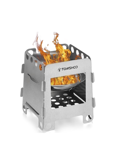 Açık Kamp Odun Sobası İle Kızartma Tavası Seti Piknik Araçları Gümüş