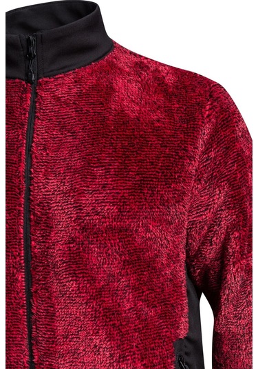 2as San Diago Erkek Tam Fermuarlı Çizgili Polar Kırmızı