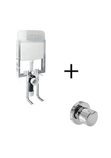 Ova Gömme Rezervuar Set +buton+vana Uyumlu Beyaz