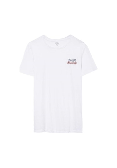 Mavi M066841-620 Beyaz Erkek Mavi Baskılı T-shirt Beyaz