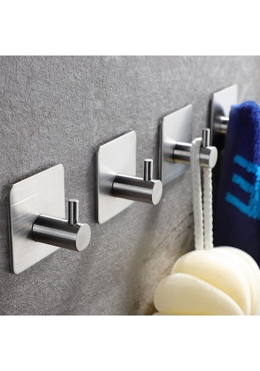 Zift Unique  4 Adet Paslanmaz Çelik Krom Banyo/Bornoz/Havlu Askısı Krom