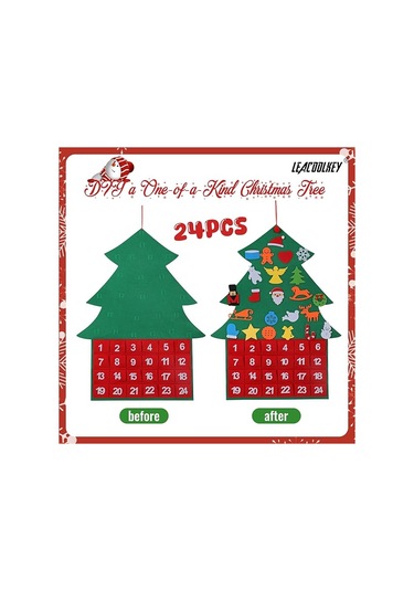 Keçe Noel Ağacı Kübik Takvim Dokumasız Noel Ağacı Asılı Çocuklar İçin Kendin Yap Keçe Noel Ağacı