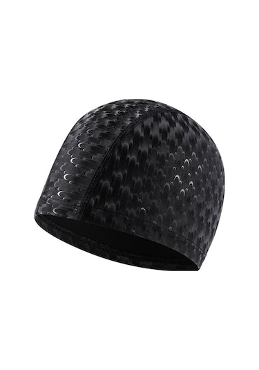 Sones Yetişkin Hilal Pu Su Geçirmez Rahat Kulaklık Yüzme Şapkası Siyah Zq Siyah Siyah