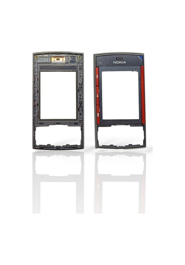 Nokia X3 Ön Kapak Nokia X3-00 Uyumlu Siyah Kırmızı Ön Kapak